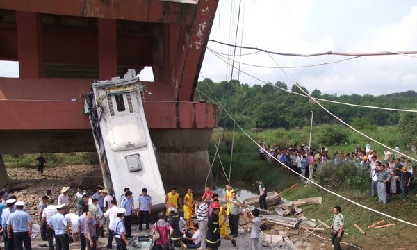 Sập cầu đúng giờ cao điểm khiến 1 xe bus chở 23 người rơi xuống rồi vỡ nát, toàn bộ cây cầu phong tỏa khẩn cấp: Sự cố từng xảy ra tại siêu cường số 1 châu Á