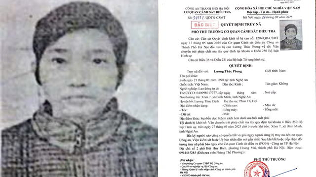 Truy nã đặc biệt Lương Thúc Phong sinh năm 1998