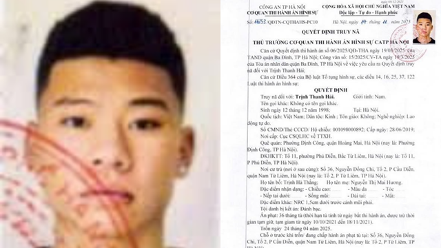 Truy nã Trịnh Thanh Hải sinh năm 1998