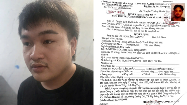 Bắt giữ đối tượng truy nã nguy hiểm Nguyễn Tuấn Vũ SN 2006